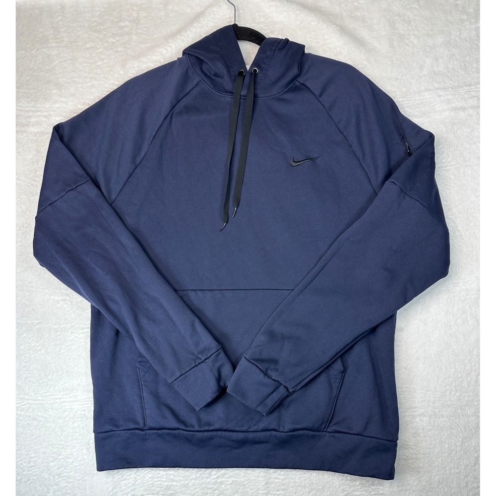 Nike Therma-FIT Hoodie Mens Large Navy Blue Pullover Fleece 1333